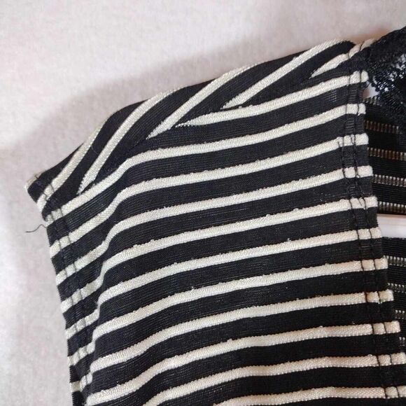 Women's Shirt By M Solo, Size Small, Black/grey/white Stripped - Picture 3 of 10